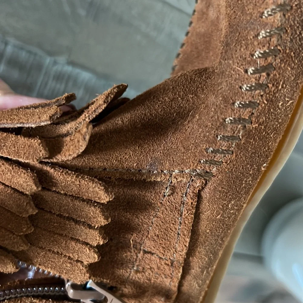 Minnetonka Double Fringe Side Zip Boot